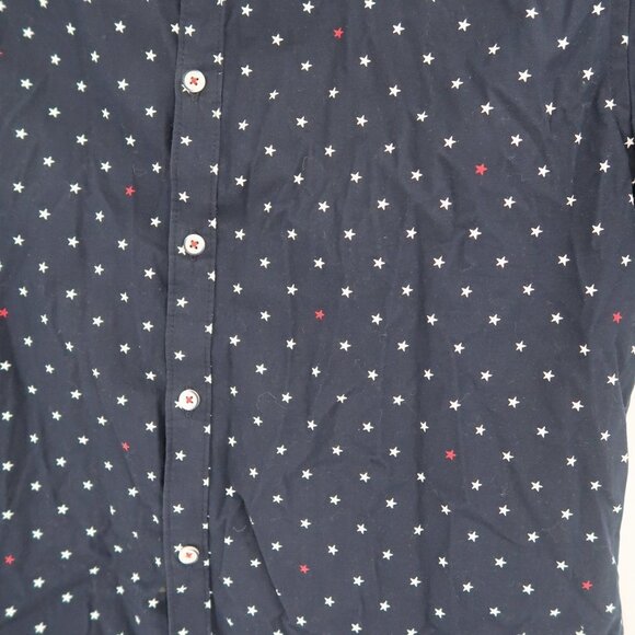 Denim & Flower Men's Slim Fit Casual Button Down Short Sleeve Shirt Stars Size L - Picture 6 of 10